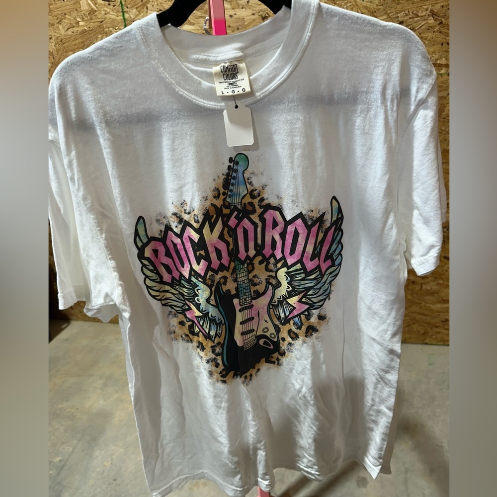 Comfort Colors Tee with “Rock N Roll” Screenprint Design